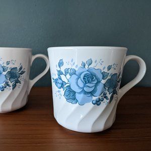 Corningware Corelle Blue Velvet Roses Coffee Cups
